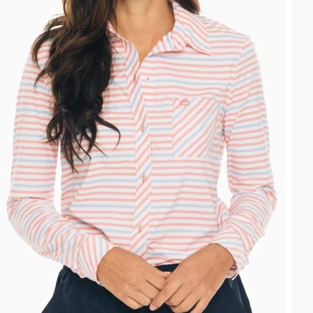Southern Tide Emry Button Down Performance Top - image 1
